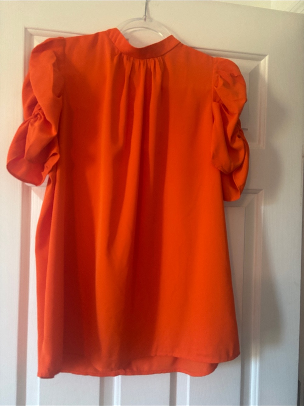 Women's Orange Puff-Sleeve Blouse